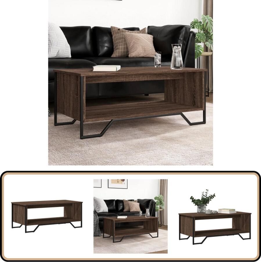 VidaXL Salontafel 100x51x40 cm Bruin eiken Hout & Metaal Salontafel Salontafels Bijzettafel Woonkamertafel