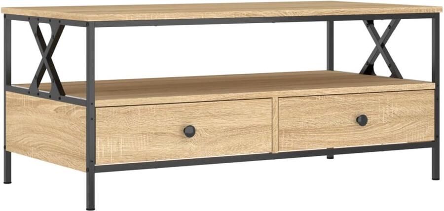 VidaXL -Salontafel-100x51x45-cm-bewerkt-hout-sonoma-eikenkleurig - Foto 2