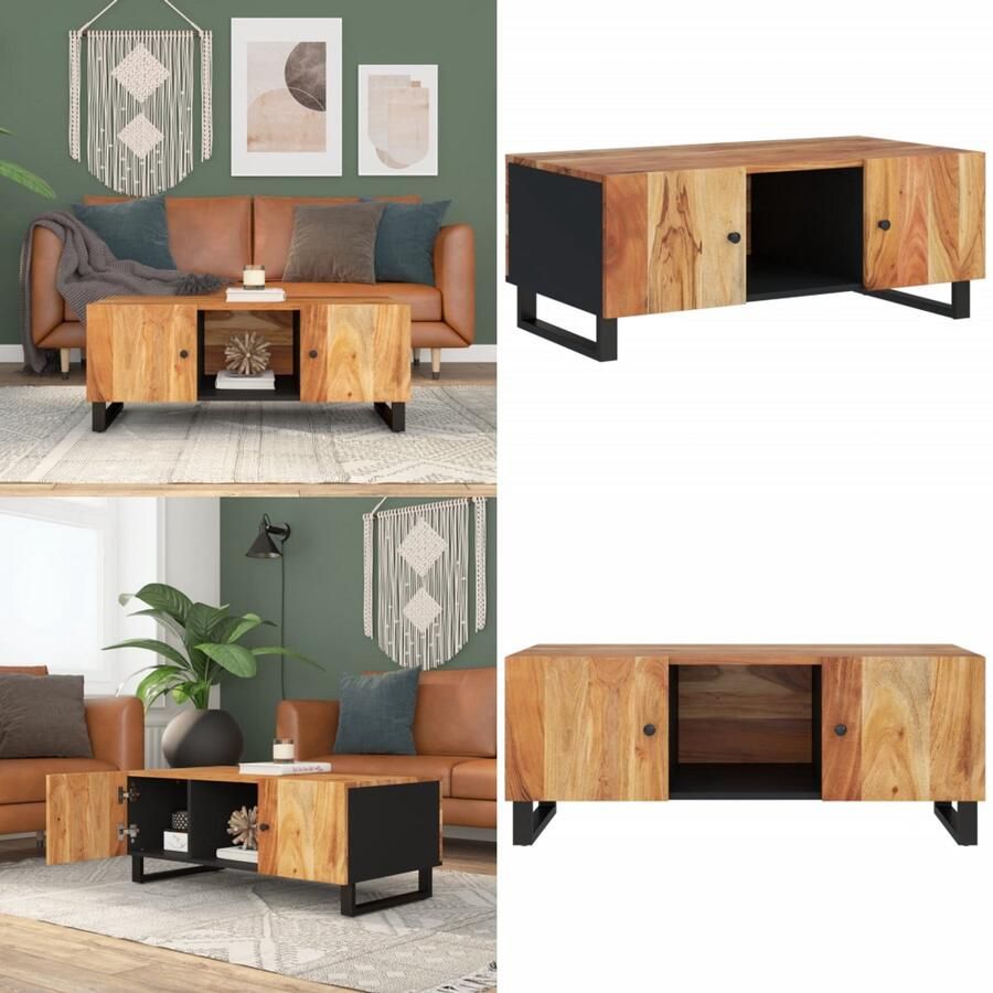 VidaXL Salontafel 100x54x40 cm massief acaciahout en bewerkt hout Salontafel Salontafels Tafel Bijzettafel