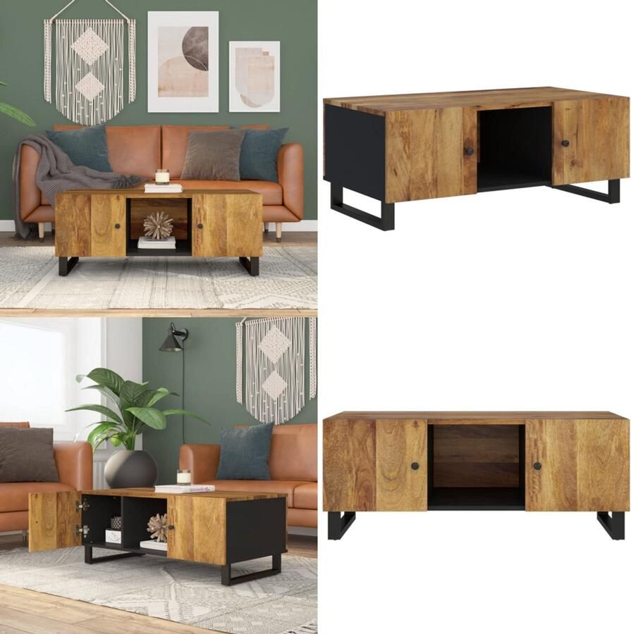 VidaXL Salontafel 100x54x40 cm massief mangohout en bewerkt hout Salontafel Salontafels Tafel Bijzettafel
