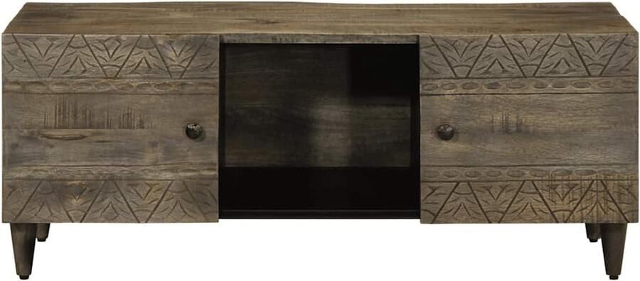 The Living Store Salontafel 100x54x40 cm massief mangohout lichtgrijs Salontafel Mango Houten Meubels Bijzettafel Living Room Furniture Tv Stand