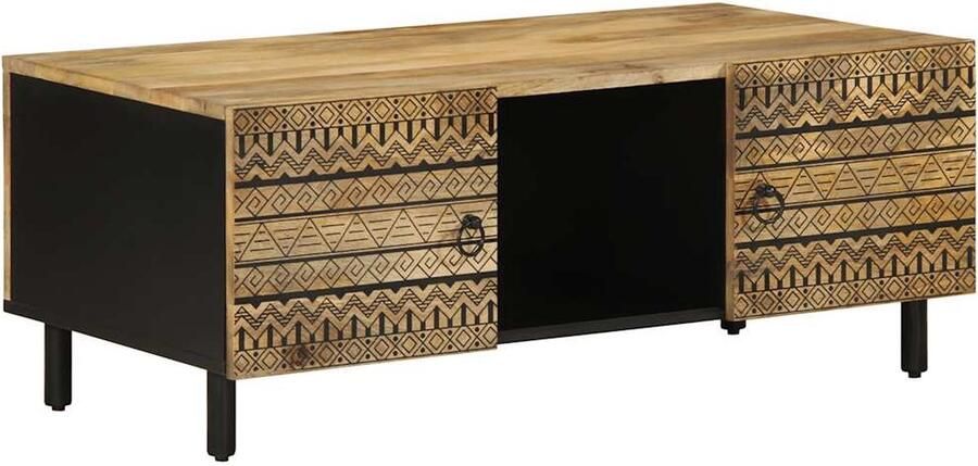 VidaXL Salontafel 100x54x40 cm massief ruw mangohout zwart