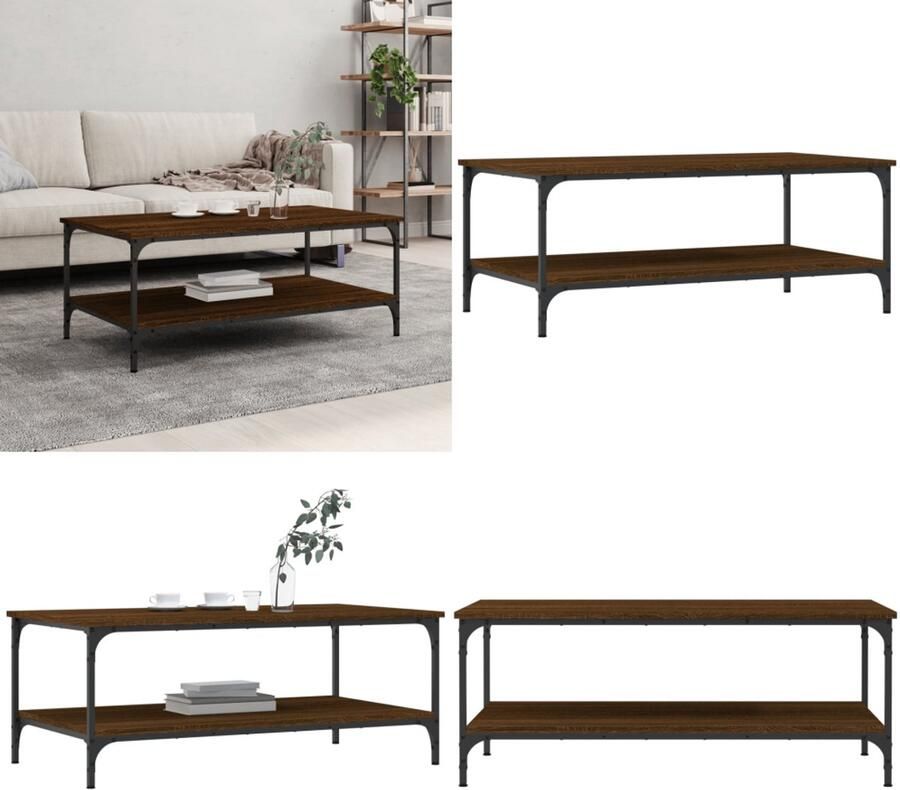 VidaXL Salontafel 100x55x40 cm bewerkt hout bruin eikenkleur Salontafel Salontafels Bijzettafel Banktafel