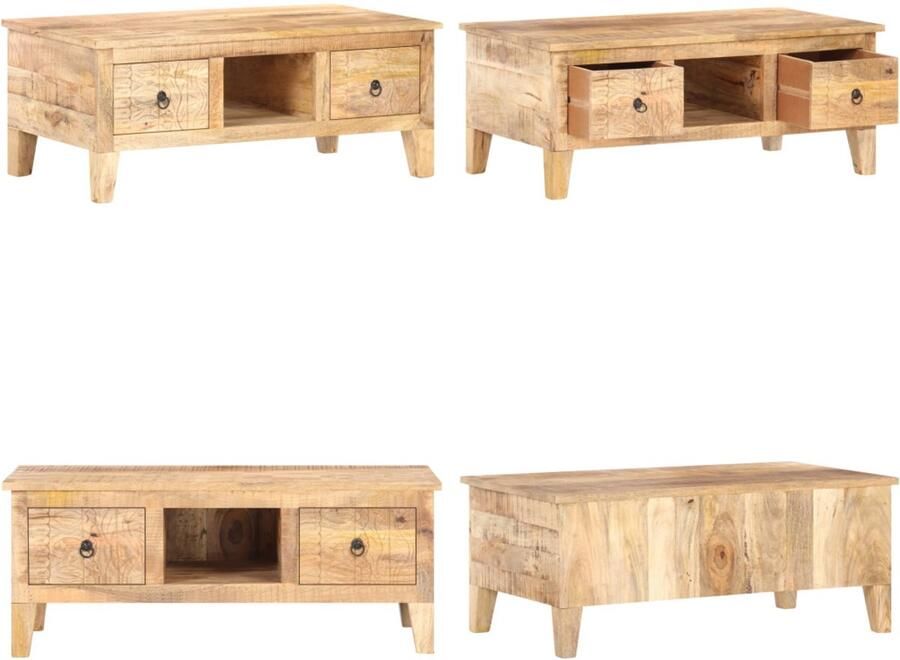 VidaXL Salontafel 100x55x40 cm ruw mangohout Salontafel Salontafels Koffie Tafel Koffie Tafels