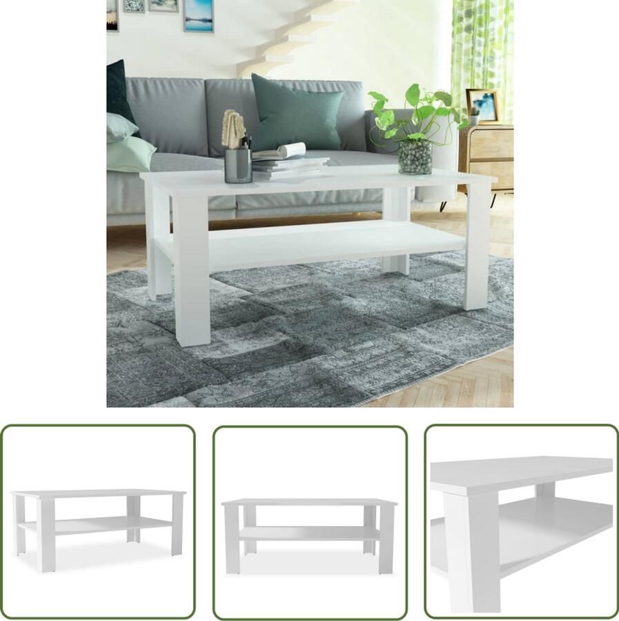 VidaXL Salontafel 100x59x42 cm Bewerkt hout Wit Salontafel Wit Houten Salontafel Met Lade Tv Tafeltje Koffietafel Kleine Salontafel Living Meubilair Decoratief Meubel Nowoczesna Stolik Kawowa