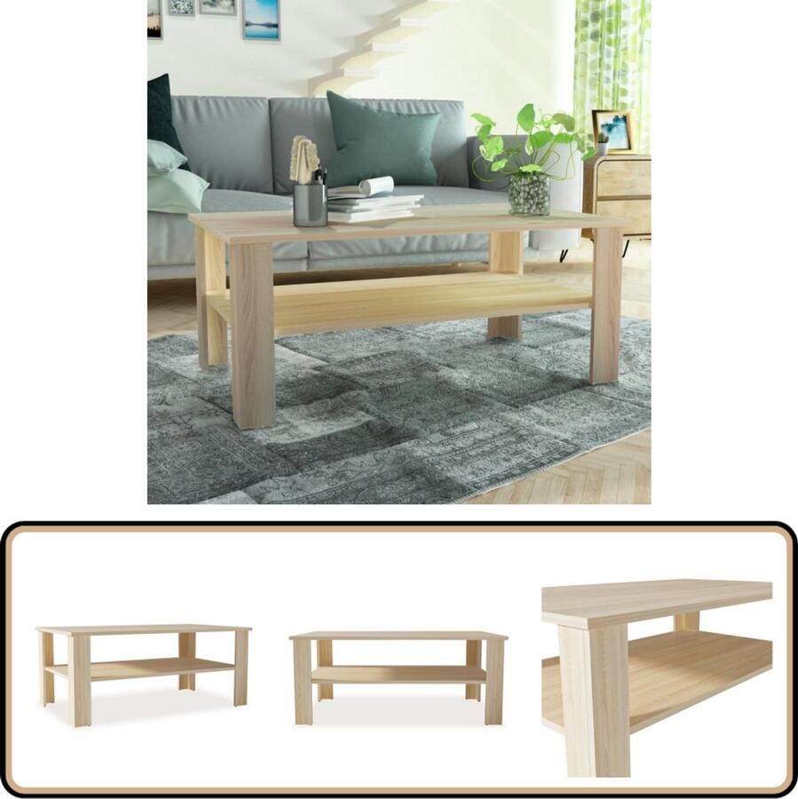 VidaXL Salontafel 100x59x42 cm Eikenkleurig Salontafel Houten Salontafel Eiken Salontafel Koffietafel Tv Tafellaar Living Room Furniture Meubelen Decoratief Modern Bruine Salontafel