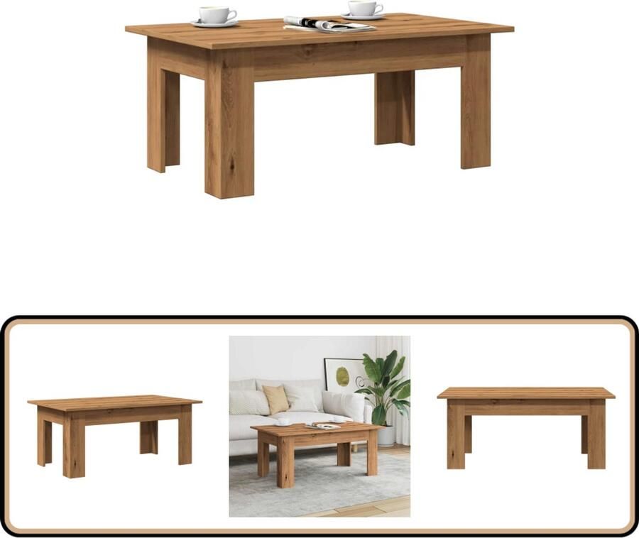 VidaXL Salontafel 100x60x42 cm Artisanaal Eiken Salontafel Salontafels Tafel Bijzettafel