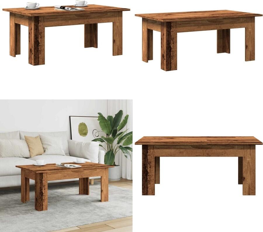 VidaXL Salontafel 100x60x42 cm bewerkt hout oud houtkleurig Salontafel Salontafels Tafel Bijzettafel