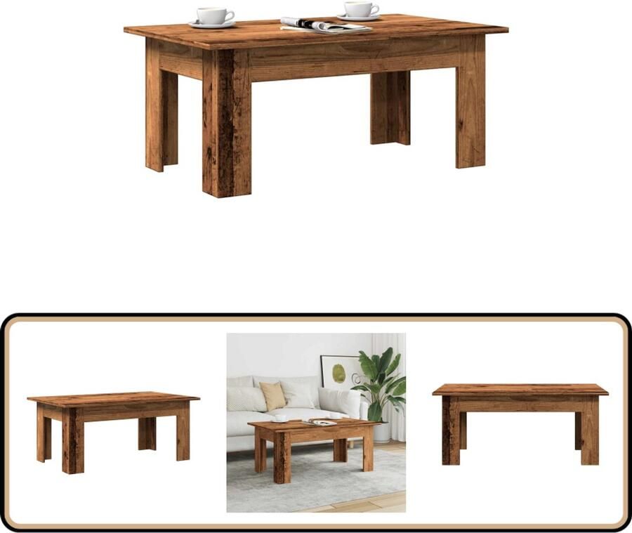 VidaXL Salontafel 100x60x42 cm Bewerkt Hout Salontafel Houten Salontafel Bijzettafel Woonkamer Meubilair Coffeetable Vintage Style Industrieel Design Multifunctioneel Meubel Compact Tafeltje Stoer Design