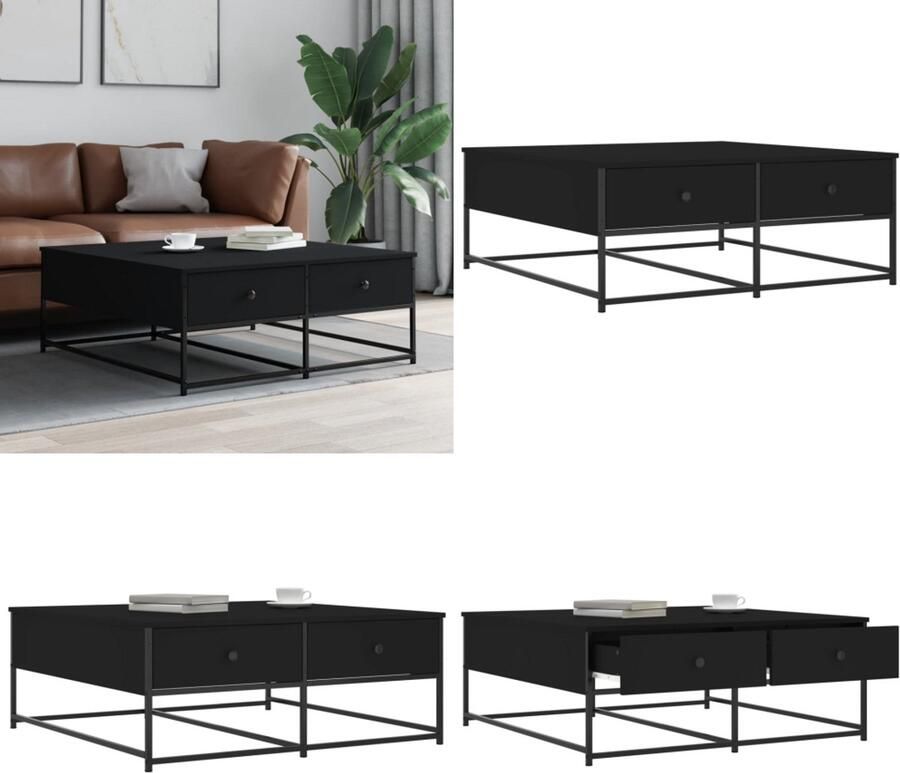 VidaXL -Salontafel-100x99x40-cm-bewerkt-hout-zwart - Foto 3