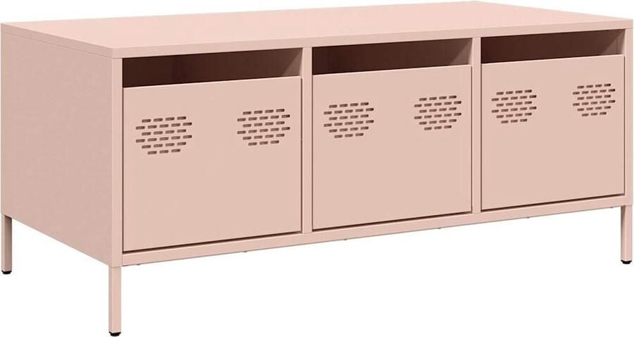 VidaXL Salontafel 101 5x50x43 5 cm Koudgewalst staal Roze Salontafel Salontafels Bijzettafel Banktafel