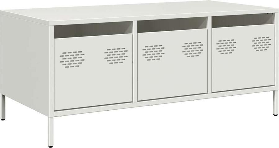 VidaXL Salontafel 101 5x50x43 5 cm Staal Wit Salontafel Industrieel Design Metalen Salontafel Witte Salontafel Opbergruimte