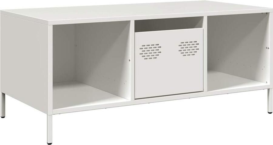 VidaXL Salontafel 101 5x50x43 5 cm koudgewalst staal wit