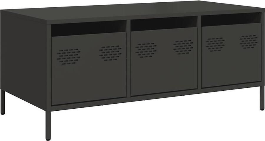 VidaXL Salontafel 101 5x50x43 5 cm koudgewalst staal zwart