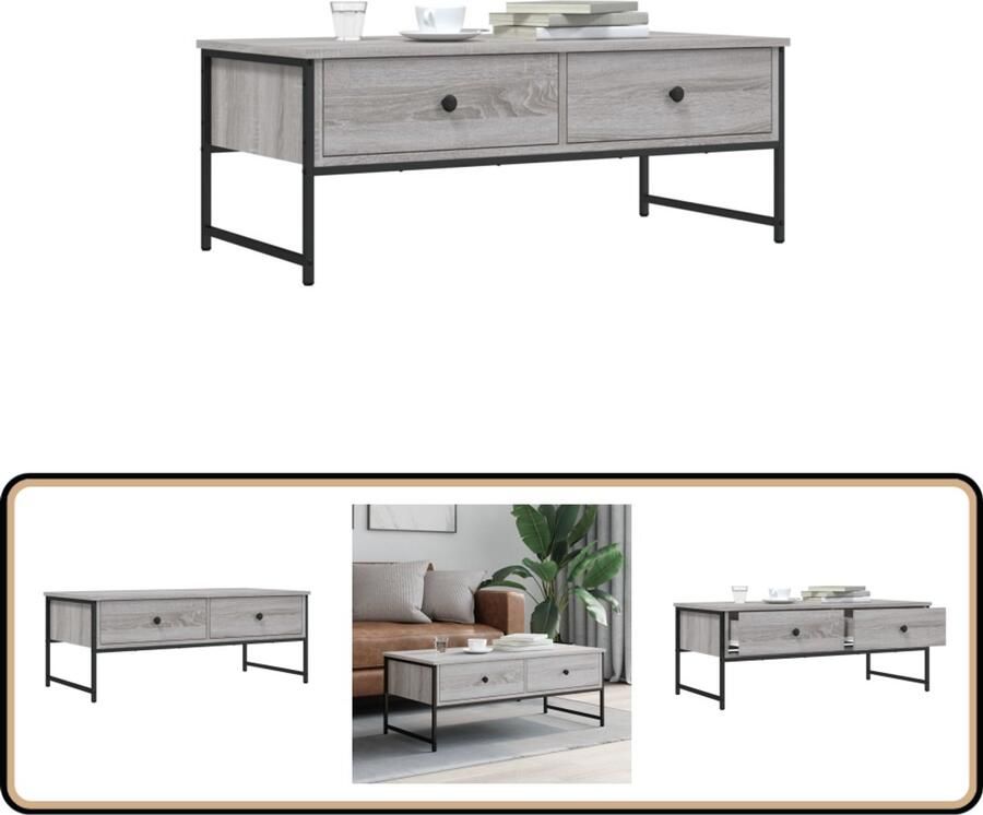VidaXL Salontafel grijs eiken 101x49x39 5 cm Salontafel Industrieel Houten Salontafel Grijze Salontafel Bijzettafel Tv Tafeltje Stoere Salontafel