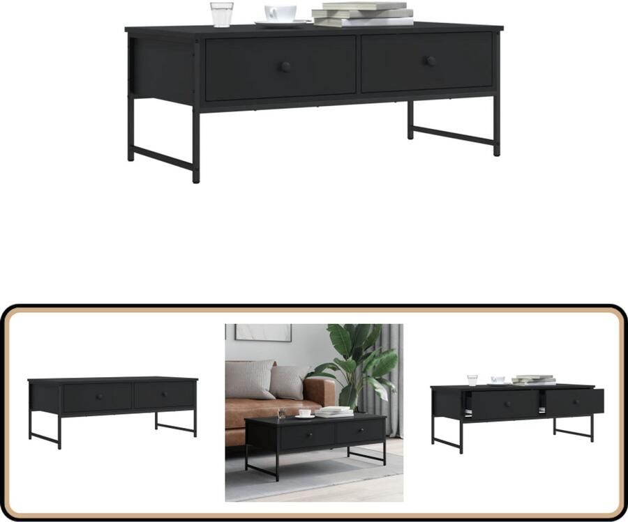 VidaXL Salontafel Zwart 101x49x39 5 cm Salontafel Industrieel Houten Salontafel Zwarte Salontafel Tv Tafeltje Koffietafel Stoere Salontafel Multifunctionele Salontafel Met Lade