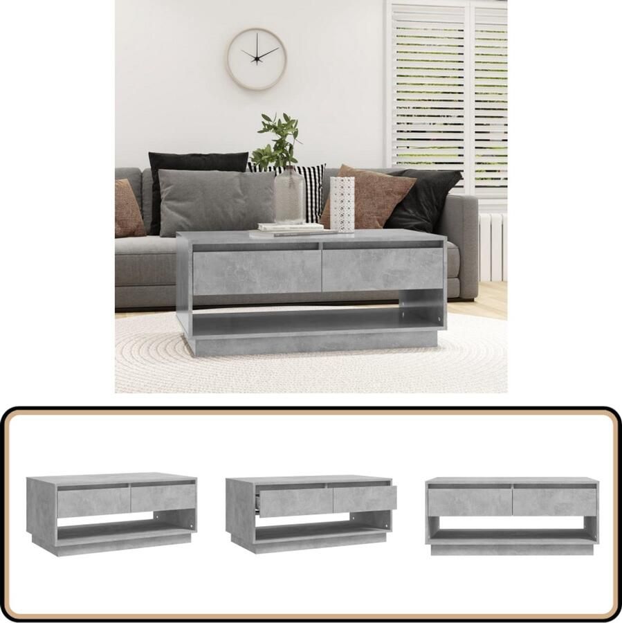 VidaXL Salontafel 102 5x55x44 cm Betongrijs Salontafel Betonnen Look Houten Salontafel Tv Tafellaar Woontrends