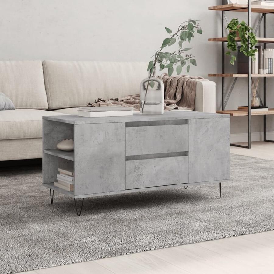 VidaXL Salontafel 102x44 5x50 cm Betongrijs Salontafel Beton Grijs Houten Salontafel Bijzettafel Tv Tafels Living Room Furniture Design Salontafel - Foto 2