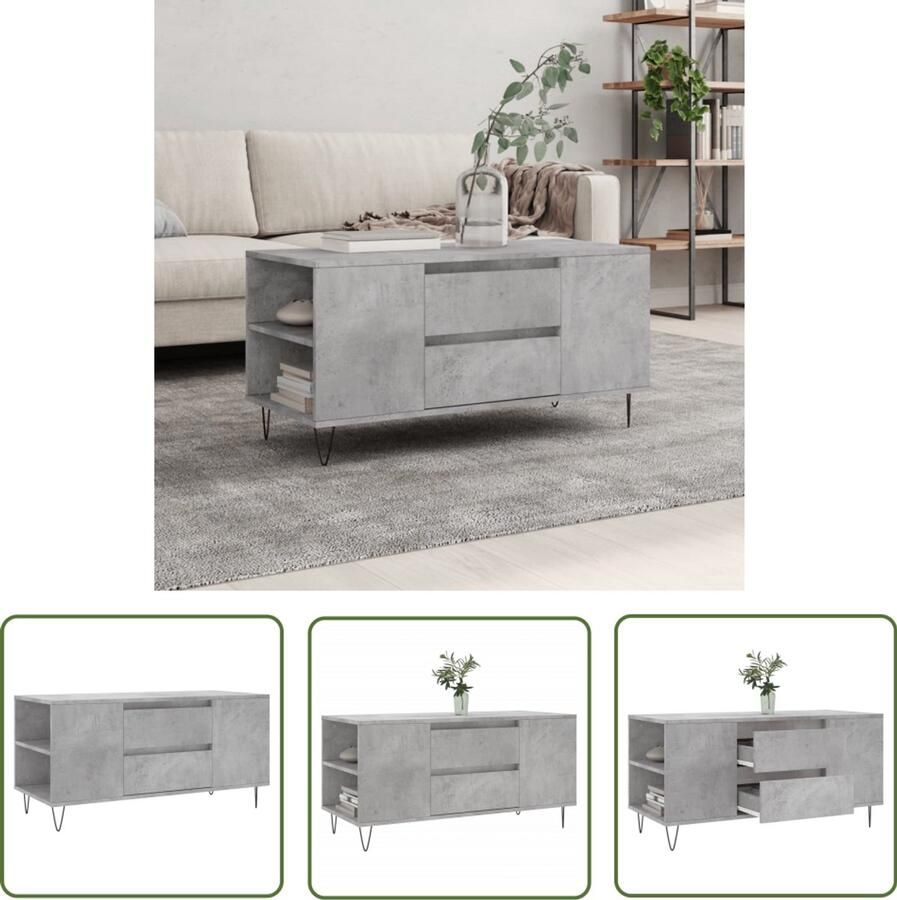 VidaXL Salontafel 102x44 5x50 cm Betongrijs Salontafel Beton Grijs Houten Salontafel Bijzettafel Tv Tafels Living Room Furniture Design Salontafel