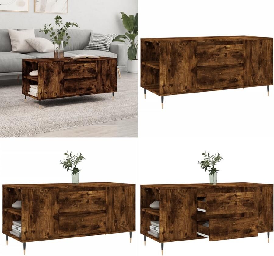 VidaXL Salontafel 102x44 5x50 cm bewerkt hout gerookt eikenkleurig Salontafel Salontafels Tafel Bijzettafel