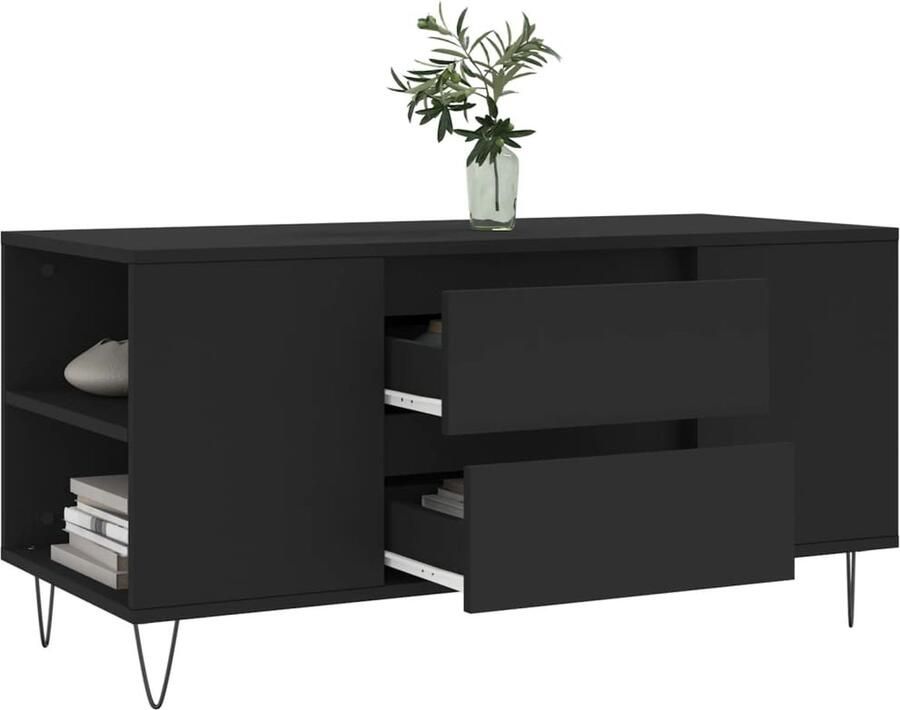 VidaXL -Salontafel-102x44 5x50-cm-bewerkt-hout-zwart - Foto 4