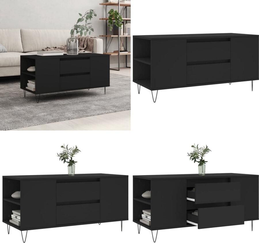 VidaXL Salontafel 102x44 5x50 cm bewerkt hout zwart Salontafel Salontafels Tafel Bijzettafel