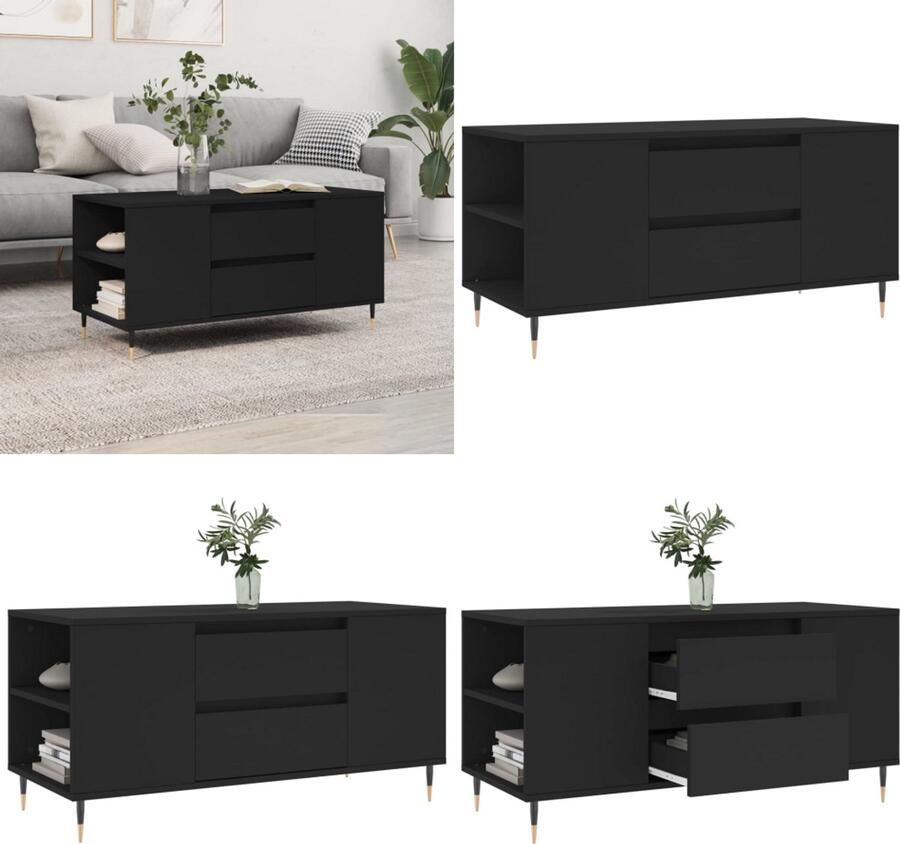 VidaXL Salontafel 102x44 5x50 cm bewerkt hout zwart Salontafel Salontafels Tafel Bijzettafel