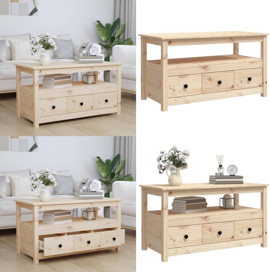 VidaXL Salontafel 102x49x55 cm massief grenenhout Salontafel Salontafels Tafel Bijzettafel