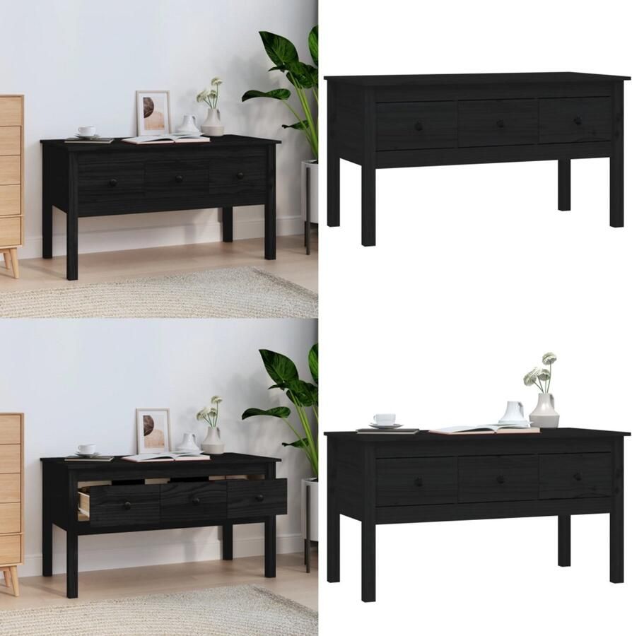 VidaXL Salontafel 102x49x55 cm massief grenenhout zwart Salontafel Salontafels Tafel Bijzettafel