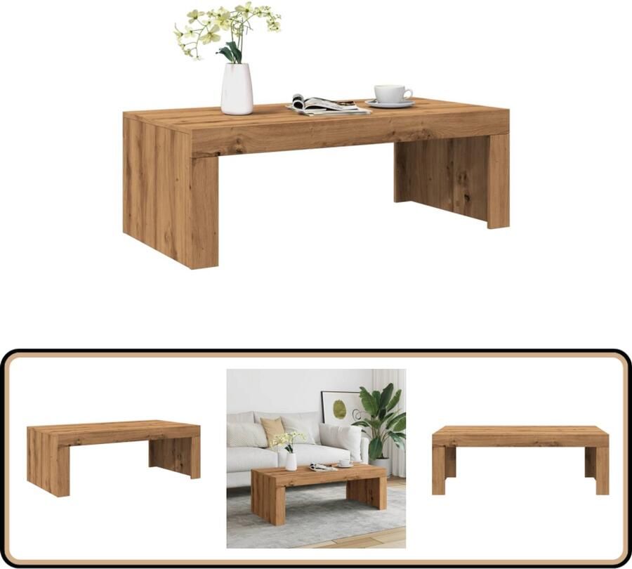 VidaXL Salontafel 102x50x35 cm Artisanaal Eiken Salontafel Houten Salontafel Modern Meubilair Livingroom Furniture Eiken Kleur Koffietafel Tv Tafellaar Kunststof Salontafel Lounge Set Binnenhuisdecoratie