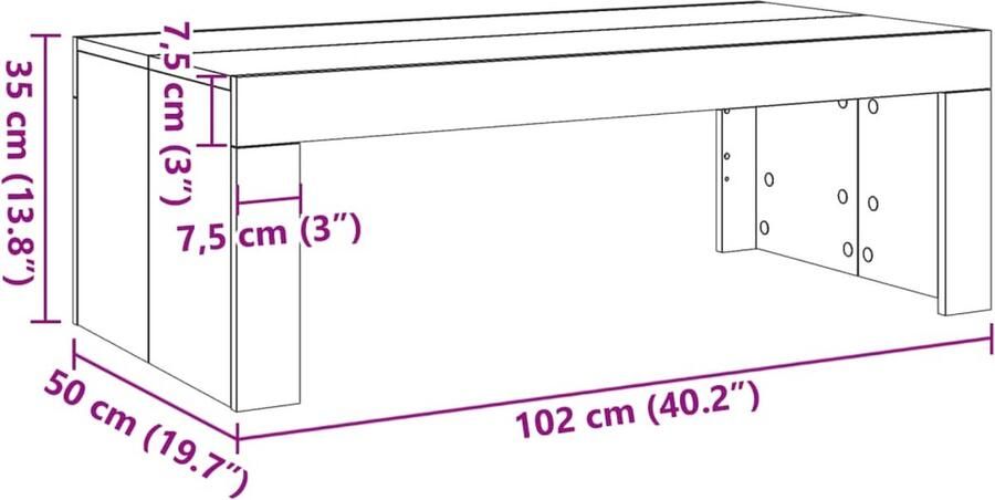 VidaXL Salontafel 102x50x35 cm bewerkt hout artisanaal eikenkleurig - Foto 6