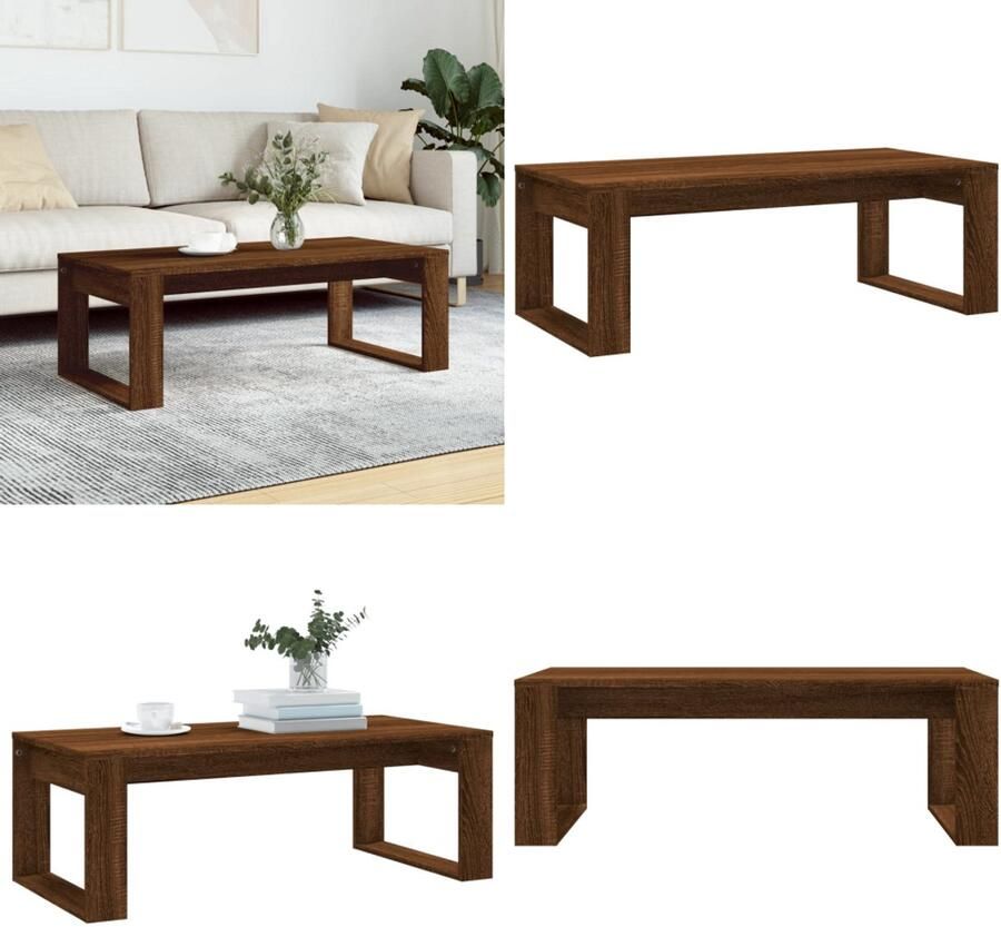 VidaXL Salontafel 102x50x35 cm bewerkt hout bruin eikenkleur Salontafel Salontafels Bijzettafel Banktafel