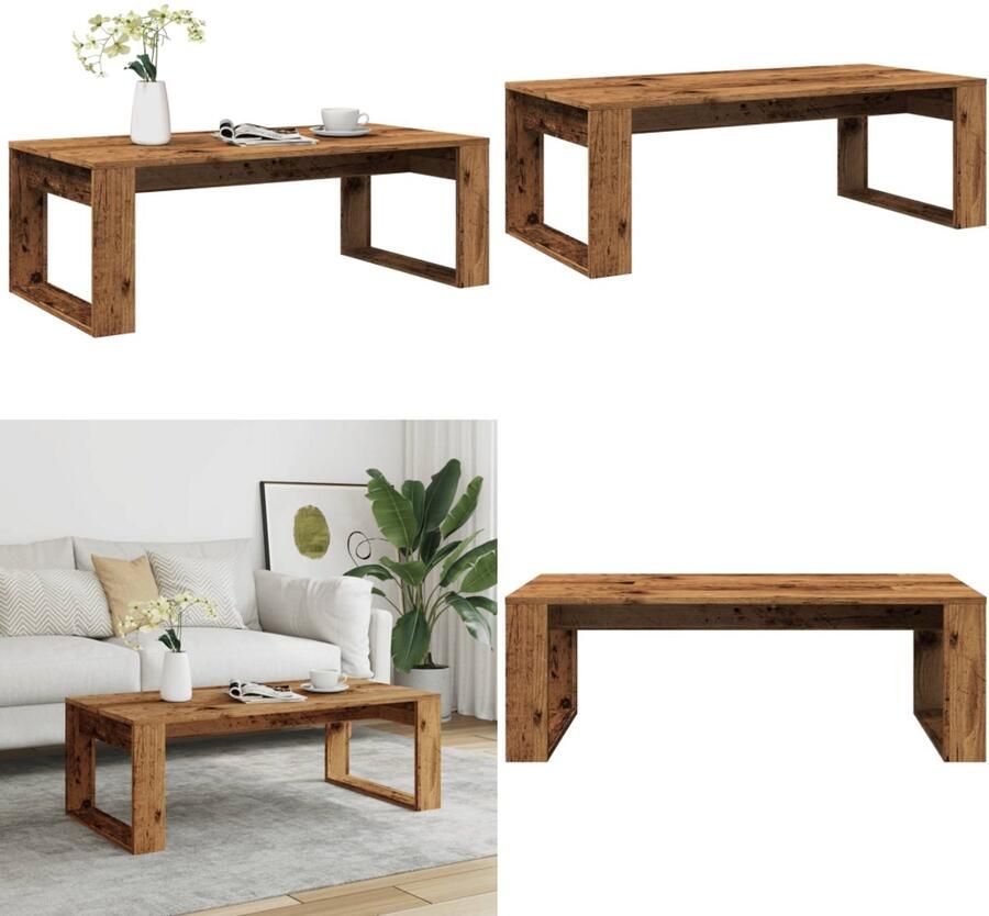 VidaXL Salontafel 102x50x35 cm bewerkt hout oude houtkleurig Salontafel Salontafels Bijzettafel Banktafel