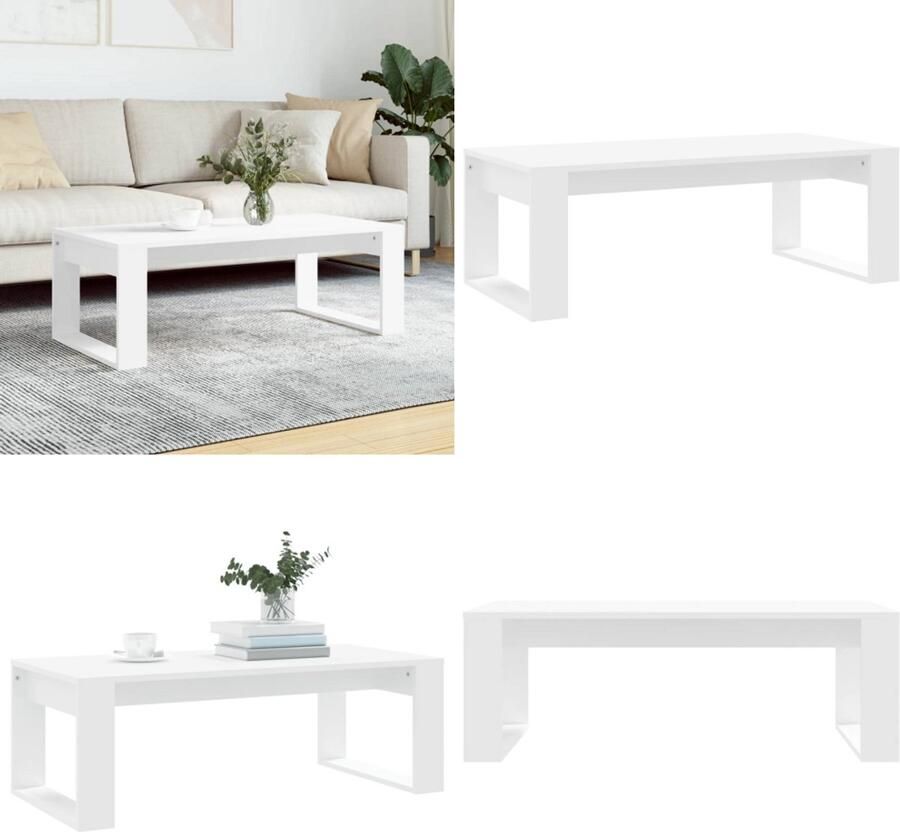 VidaXL Salontafel 102x50x35 cm bewerkt hout wit Salontafel Salontafels Bijzettafel Banktafel
