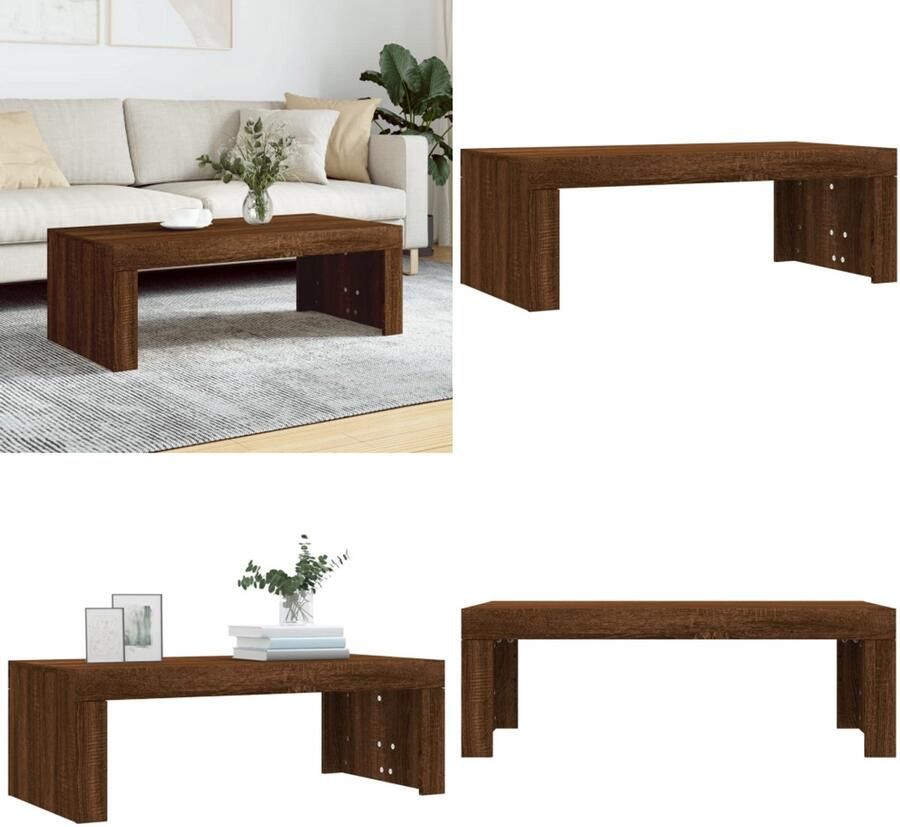 VidaXL Salontafel 102x50x36 cm bewerkt hout bruin eikenkleur Salontafel Salontafels Bijzettafel Banktafel
