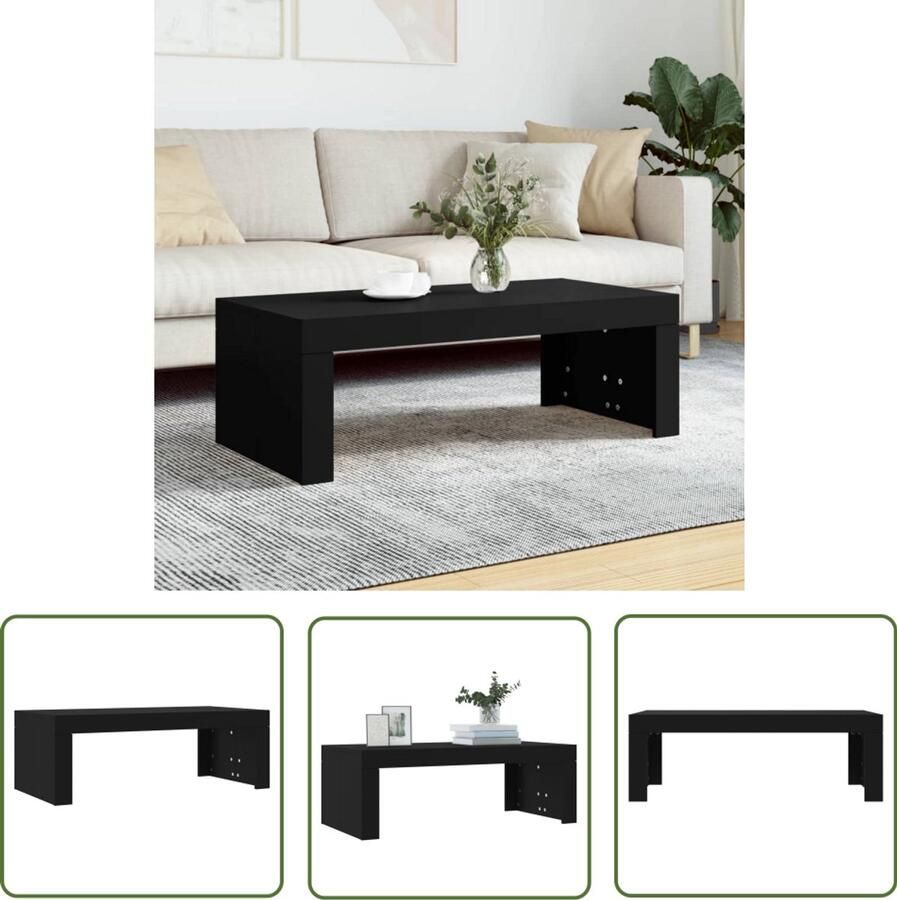 VidaXL Salontafel 102x50x36 cm Bewerkt hout Zwart Salontafel Bijzettafel Zwarte Salontafel Houten Salontafel Modern Design Living Room Furniture Meubelen - Foto 2