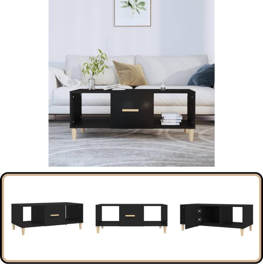 VidaXL Salontafel 102x50x40 cm Bewerkt Hout Zwart Salontafel Houten Salontafel Zwarte Salontafel Bijzettafel Tv Tafeltje Living Room Furniture Meubilair