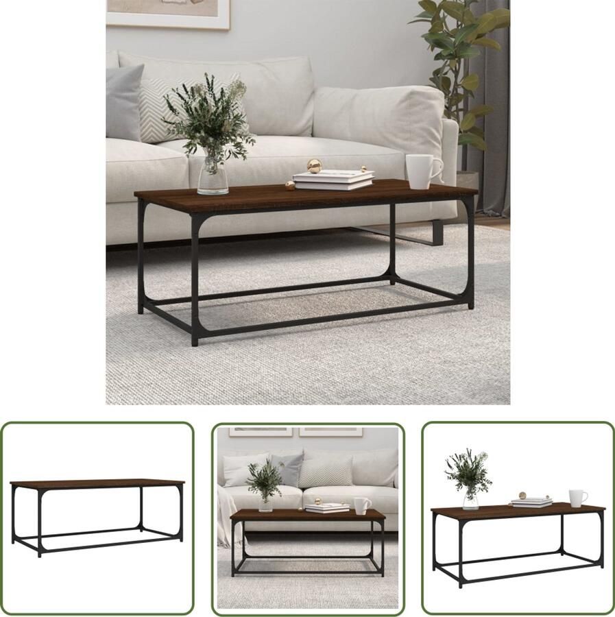 VidaXL Salontafel 102x50x40 cm Bruin Eikenhout Salontafel Houten Salontafel Bruine Eiken Salontafel Klassiek Meubilair Living Room Furniture