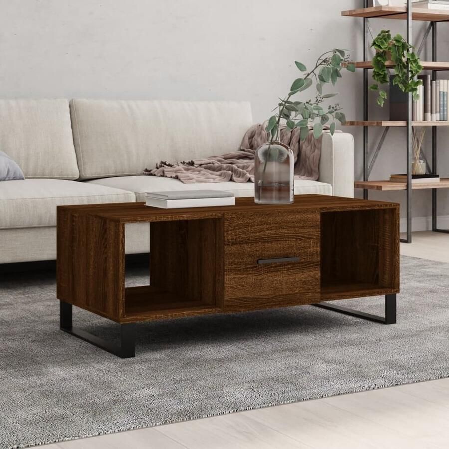 VidaXL Salontafel 102x50x40 cm Bruin Eikenlook Salontafel Bruine Eiken Meubilair Houten Salontafel Moderne Salontafel Tv Tafellaar Koffietafel Bijzettafel Opslagruimte Design Salontafel Duurzame Salontafel - Foto 2