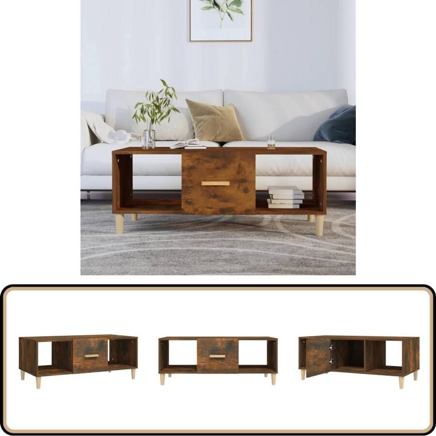 VidaXL Salontafel 102x50x40 cm Gerookt Eiken Salontafel Houten Salontafel Salontafeltje Koffietafel Bijzettafel