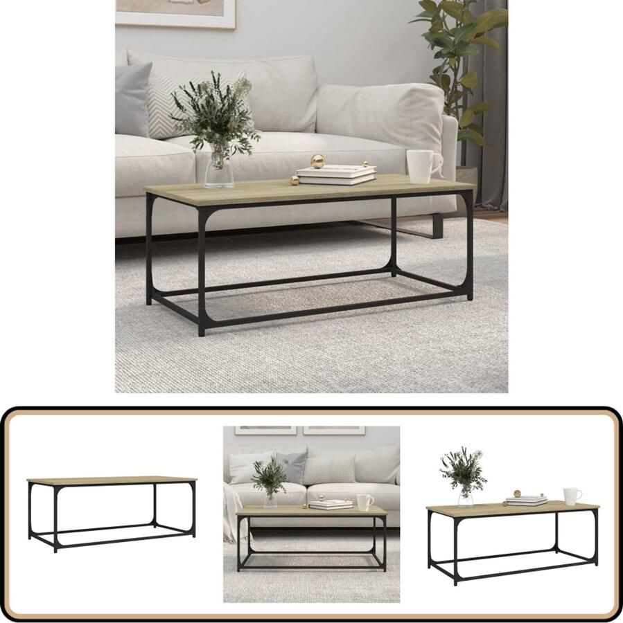 VidaXL Salontafel 102x50x40 cm Hout en IJzer Eiken Salontafel Houten Salontafel Klassiek Salontafel Bruin Sonomakleur Salontafel