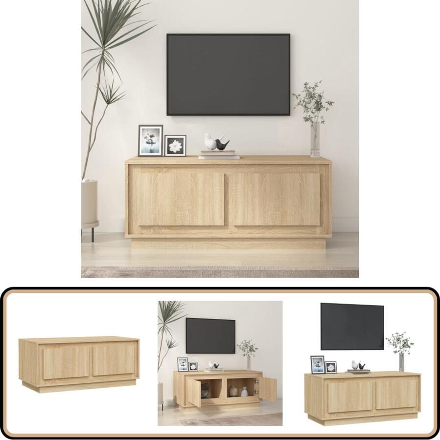 VidaXL Salontafel 102x50x44 cm Sonoma eiken Salontafel Houten Salontafel Bijzettafel Tv Tafeltje Living Room Furniture Eiken Meubels Bruine Salontafel