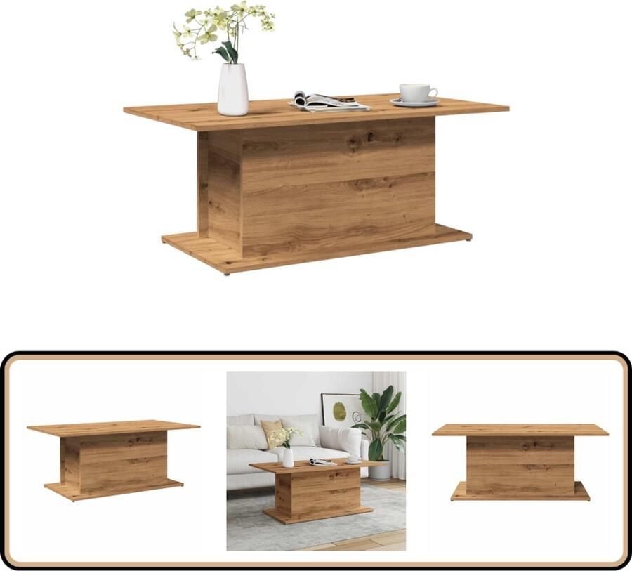 VidaXL Salontafel 102x55 5x40 cm Artisanaal Eiken Salontafel Salontafels Bijzettafel Banktafel