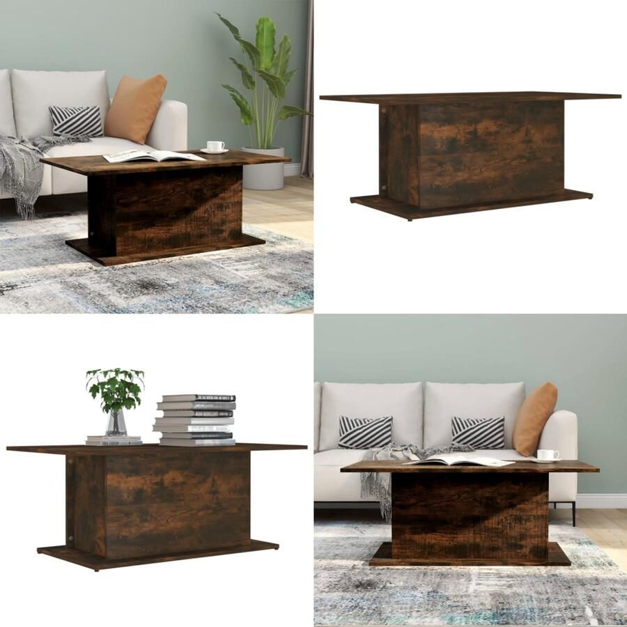 VidaXL Salontafel 102x55 5x40 cm bewerkt hout gerookt eikenkleurig Salontafel Salontafels Koffietafel Woonkamertafel