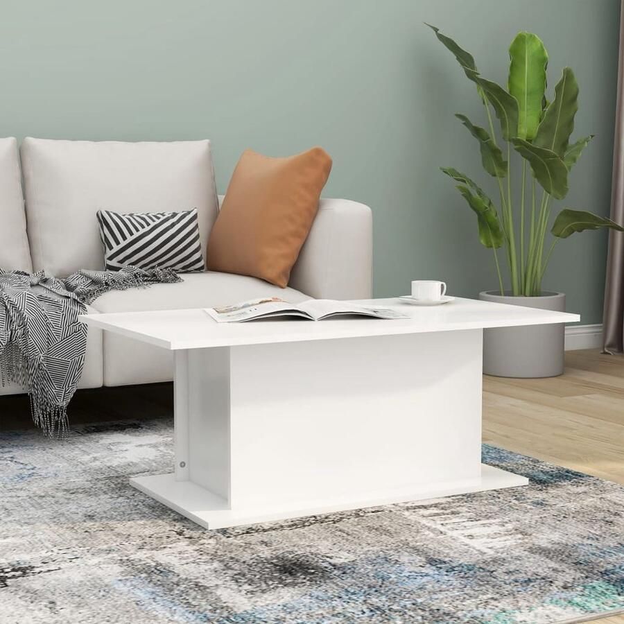 VidaXL Salontafel 102x55 5x40 cm Bewerkt hout Wit Salontafel Woonkamertafel Koffietafel Houten Tafel Witte Tafel Tv Tafellaar Stoere Salontafel Compact Salontafel Kleine Salontafel Nowoczesna Sofa - Foto 2