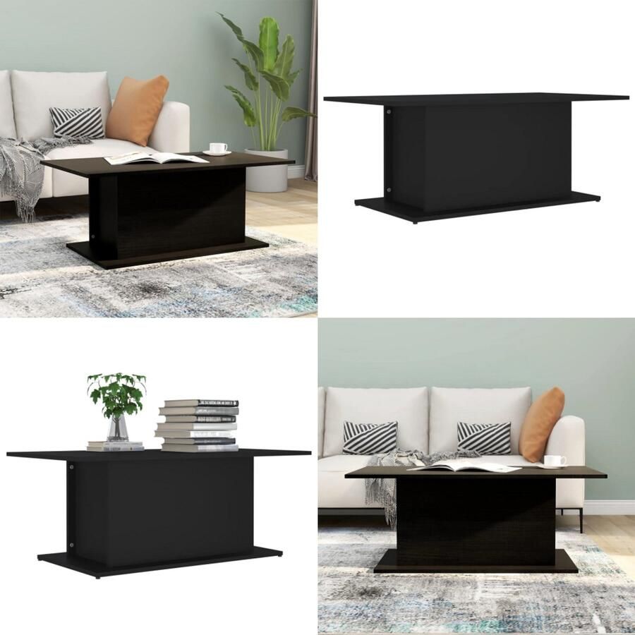 VidaXL Salontafel 102x55 5x40 cm bewerkt hout zwart Salontafel Salontafels Koffietafel Woonkamertafel
