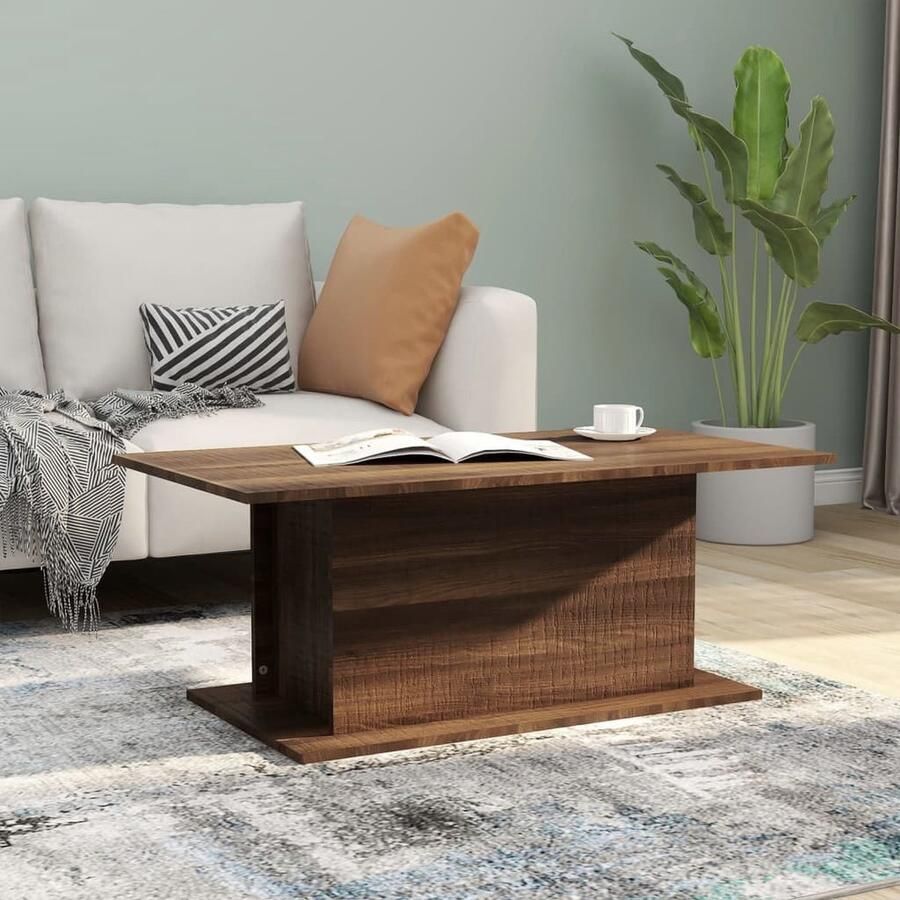 VidaXL Salontafel 102x55 5x40 cm Bruin Eiken Hout Salontafel Bruine Eik Houten Salontafel Koffietafel Woonkamertafel Tv Tafellaar Lage Tafel Meubilair Livingroom Furniture Home Deco - Foto 2