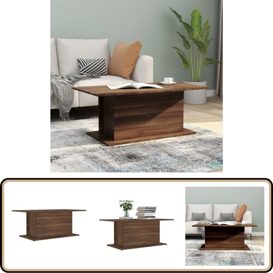 VidaXL Salontafel 102x55 5x40 cm Bruin Eiken Hout Salontafel Bruine Eik Houten Salontafel Koffietafel Woonkamertafel Tv Tafellaar Lage Tafel Meubilair Livingroom Furniture Home Deco
