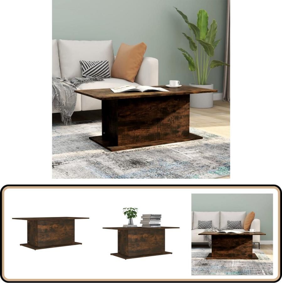 VidaXL Salontafel 102x55 5x40 cm Gerookt Eiken Salontafel Banktafel Houten Salontafel Bruine Salontafel Eikenhouten Salontafel