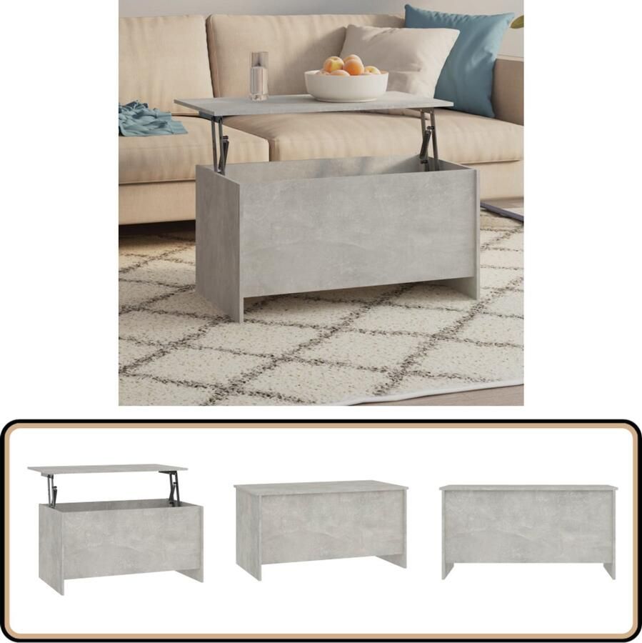 VidaXL Salontafel 102x55 5x52 5 cm Betongrijs Salontafel Lift-top Tafel Houten Salontafel Betonnen Grijze Salontafel Multifunctionele Tafel Koffietafel